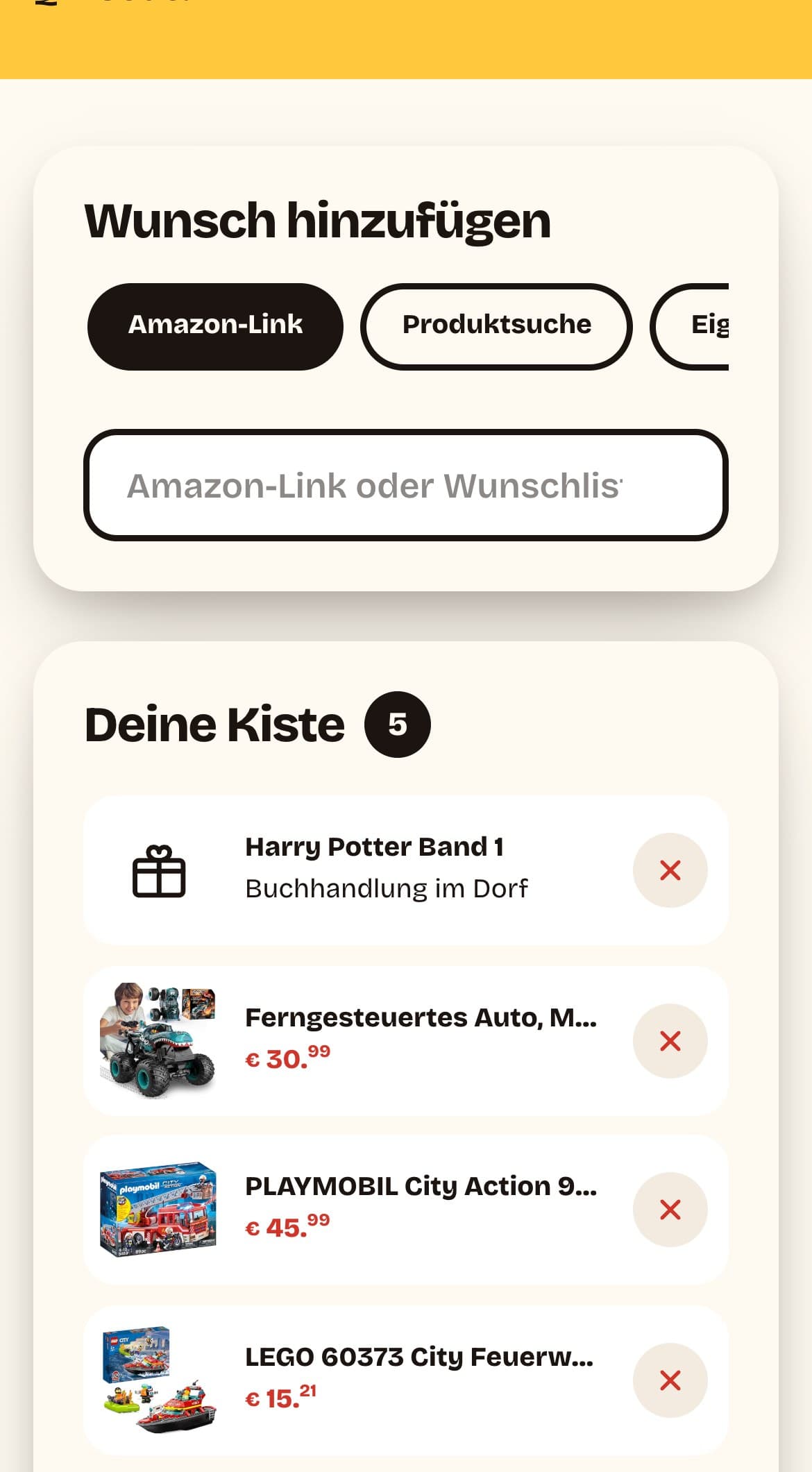 Kistli auf dem Handy: Wünsche hinzufügen und Geschenkideen fürs Alter
